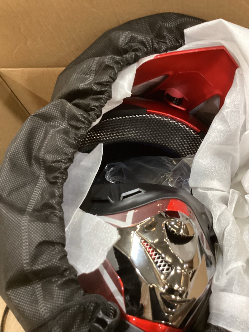 Condition photo showing Good Condition for oumurs youth dirt bike helmet dot certified for boys & girls ages 5-14, four wheeler, motocross, bmx, mx, utv, go kart, racing, skateboard, baseball red cobweb large