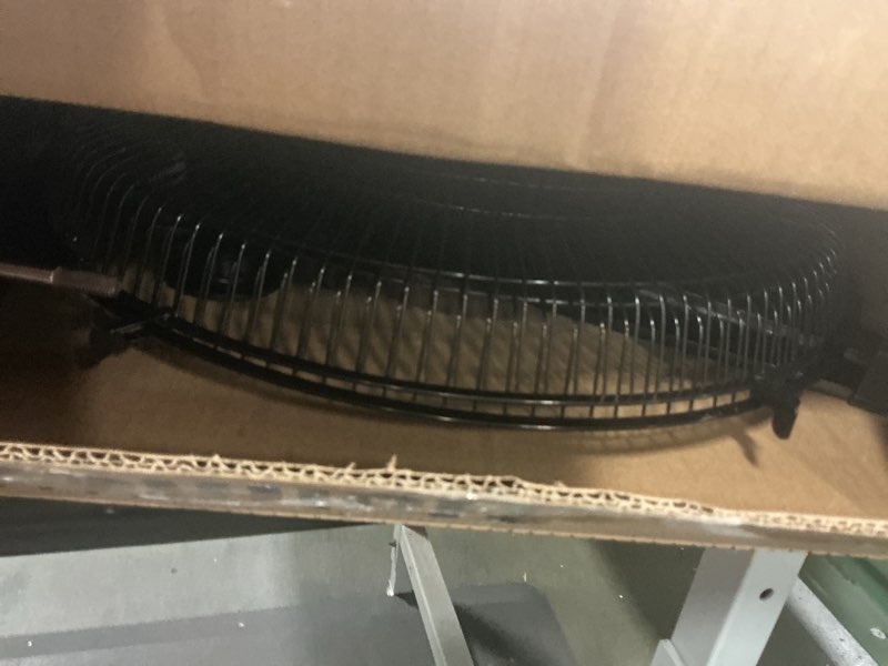 Condition photo showing As Is for HOLMES 16" Digital Stand Fan, 80° Oscillation, 3 Speeds, 3 Modes, 7.5 Hour Timer, Adjustable Height, 30° Adjustable Head Tilt, Ideal for Home, Bedroom or Office, Remote Control, Black