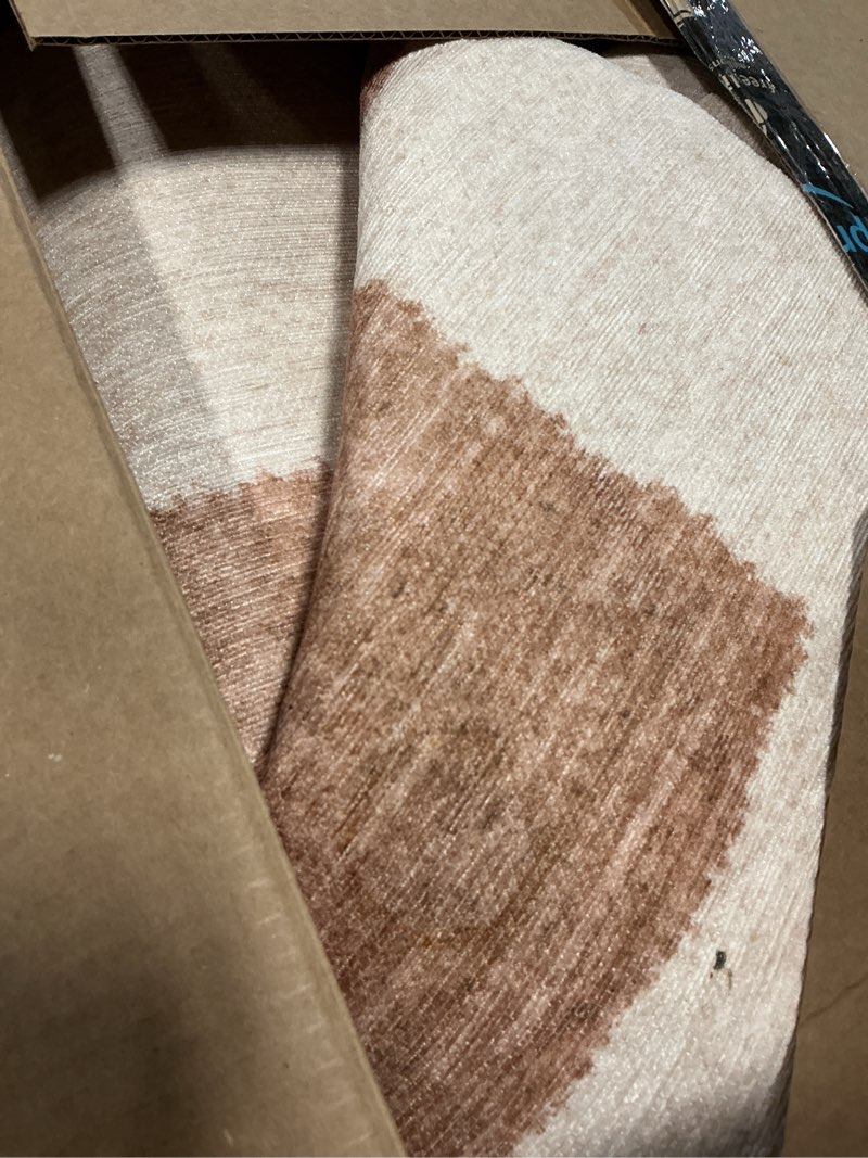 Condition photo showing Good Condition for (the color is different)genimo outdoor rug for patio clearance, 6'x9' waterproof camping mat, reversible plastic straw rugs for rv, camper, balcony, backyard, picnic, deck (aqua blue & white) aquabluewhite 6' x 9' (rectangular)