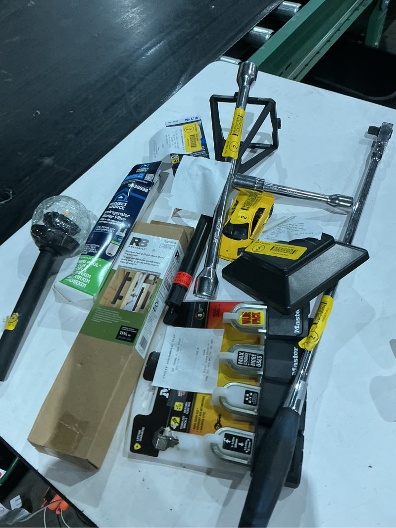 Condition photo showing As Is for assorted home improvement lot (small tools, screw, home accessories, etc.)