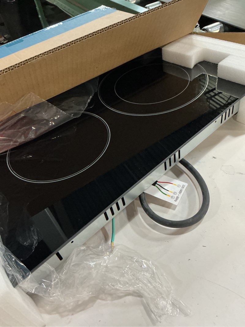 Condition photo showing Good Condition for electric cooktop 2 burner, 3200w radiant electric stove top 240v with built-in design, 12 inch touch control ceramic cooktop with safety lock, 9 level power, timer - hard wire