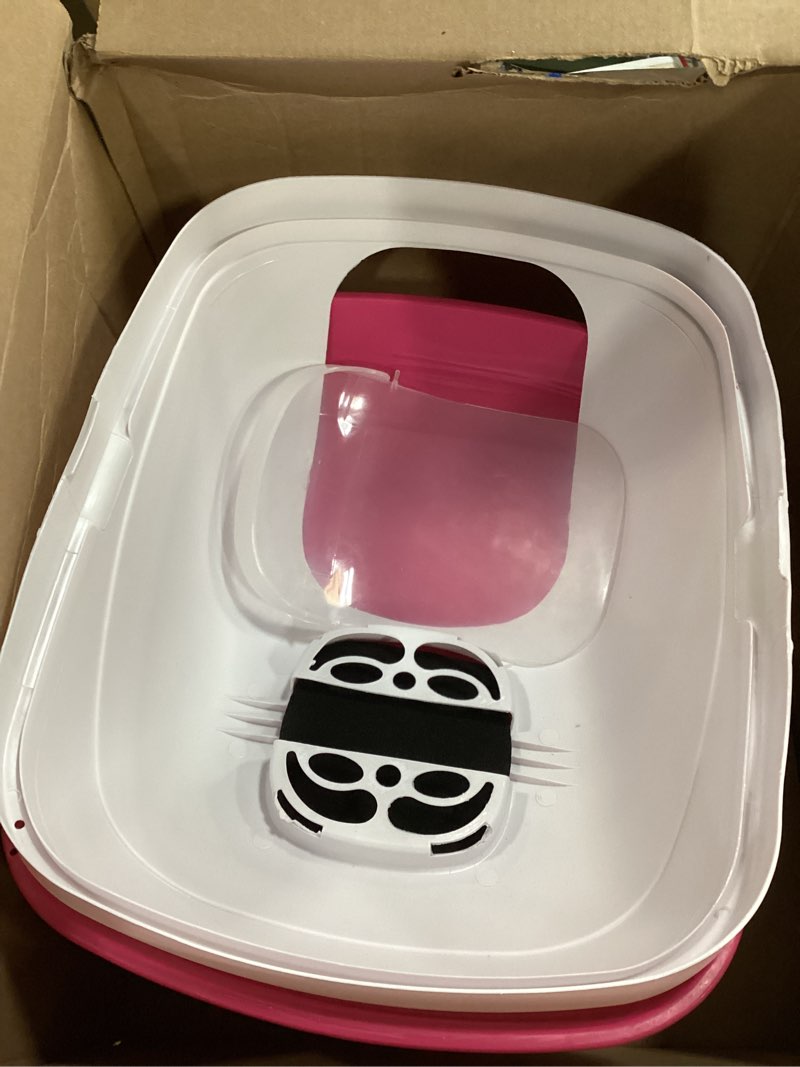Condition photo showing Good Condition for petmate basic hooded cat litter pan, large, pink and white, made in usa large white + pink