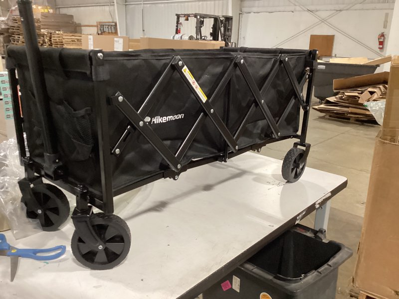 Condition photo showing Good Condition for hikemoon 34'' extra long collapsible wagons carts foldable, 360lbs heavy duty folding beach wagon cart with wheels, portable utility outdoor wagon for grocery, shopping, garden, sports, camping, black