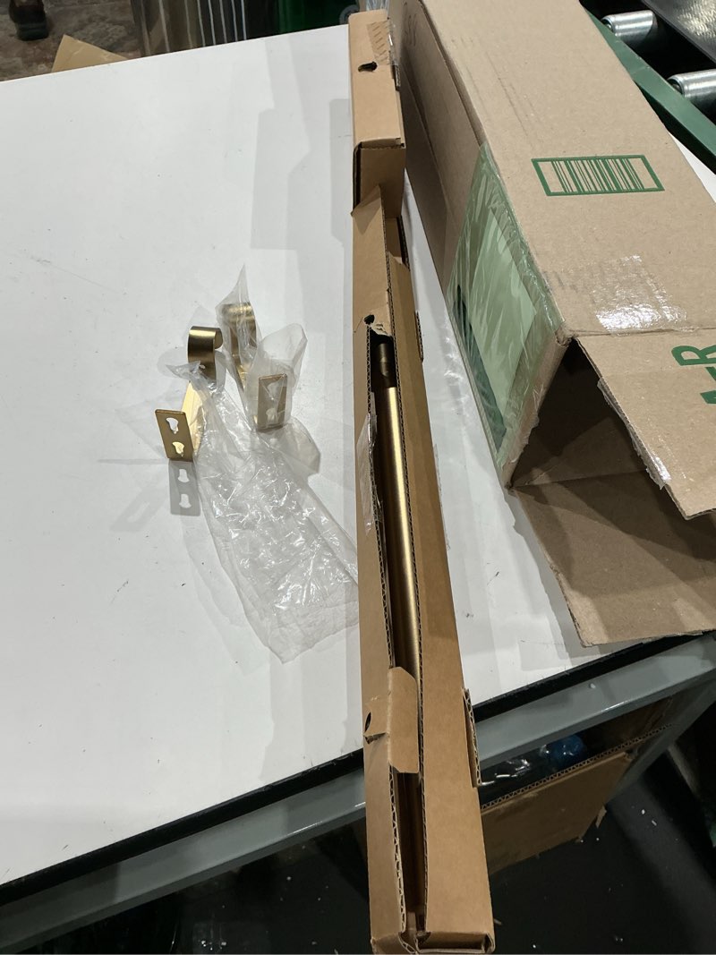 Condition photo showing Good Condition for ivilon drapery window curtain rod - end cap style design 1 inch pole. 28 to 48 inch color warm gold 28 to 48 in.