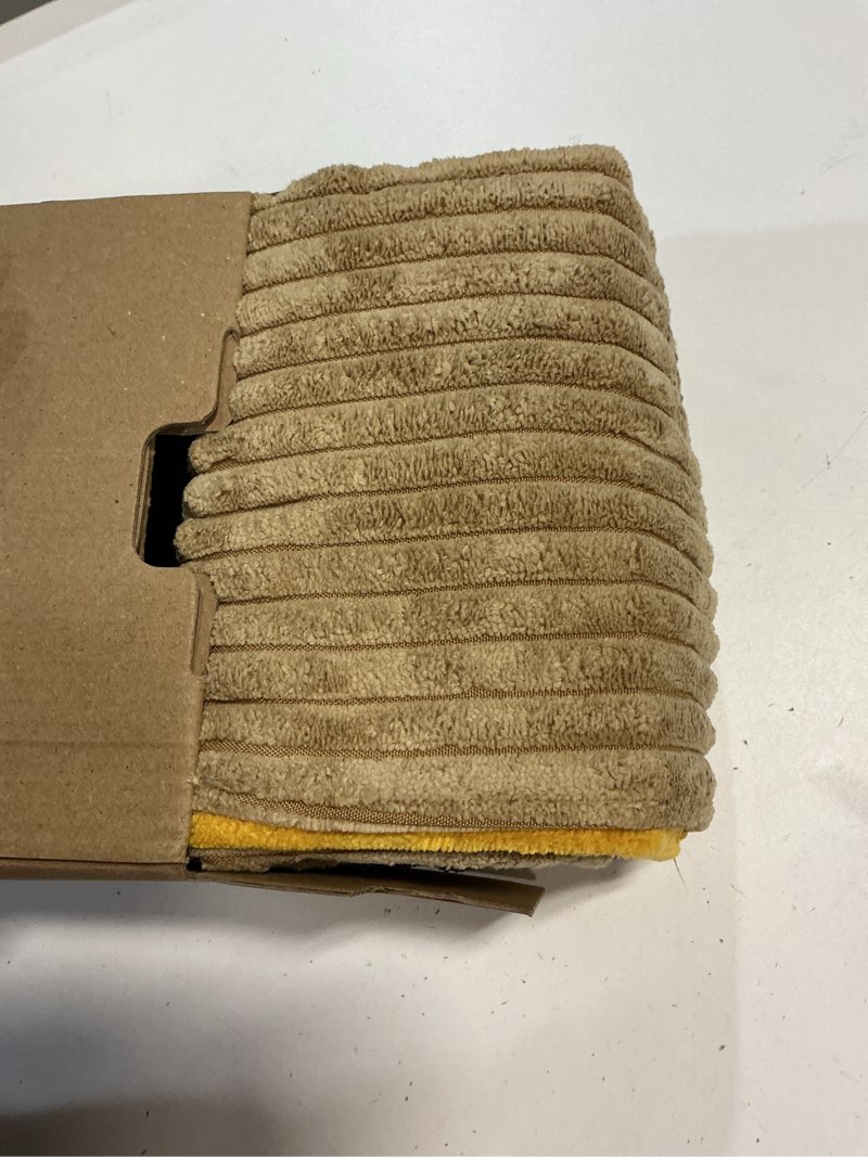 Condition photo showing New/Like New for miulee pack of 4 green-rust corduroy decorative throw pillow covers 18x18 inch soft boho striped pillow covers modern farmhouse home decor for winter sofa living room couch bed 18" x 18" (pack of 4) green-rust