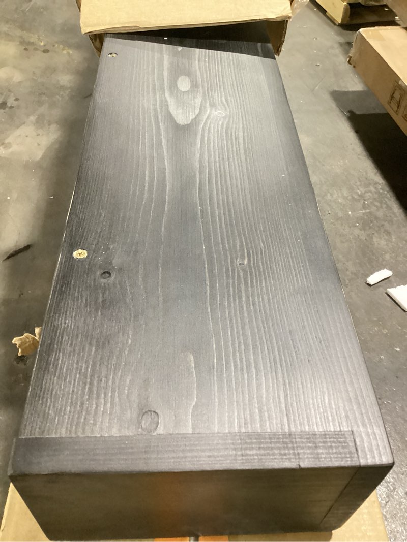 Condition photo showing Good Condition for marsmiles fireplace mantel shelf 48 inch, rustic handcrafted wood mantles for over fireplace, farmhouse wall mounted floating shelves for living room decor & display, 48w x 3h x 8d, true black true black finish 48"w x 8"d x 3"h