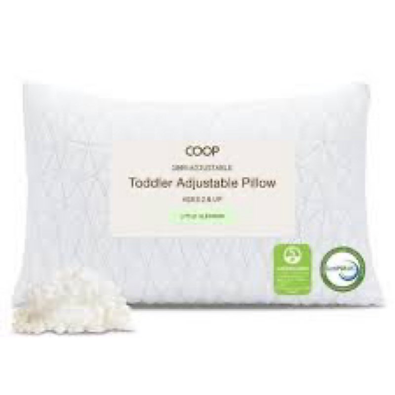 coop home goods original toddler adjustable pillow, soft, breathable, 19" x 13" washable mini bed pi