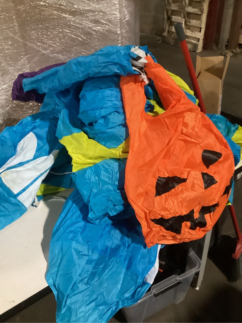 Condition photo showing As Is for 12Ft Giant Halloween Inflatables Spider Built-in 7-Color-Shifting Eyes & 3-Effect-Flashing Belly, Large Halloween Decorations Outdoor Huge Blow Up Yard Decorations Blowups for Holiday- 1PCS?Cyan? 12FT Spider Inflatable Cyan