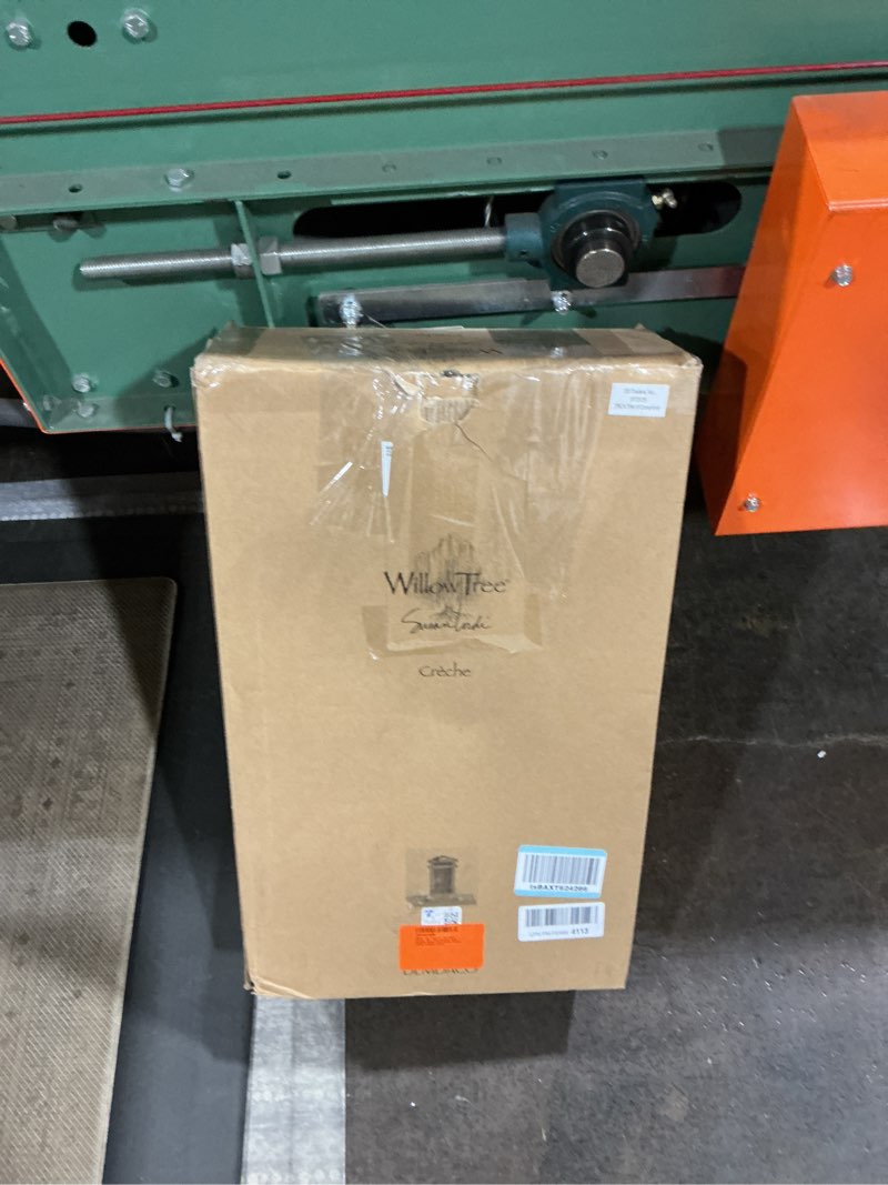 Condition photo showing New/Like New for Willow Tree Crèche for The Classic Nativity, Four-Part Assembly Wood Backdrop Shelters Holy Family, 