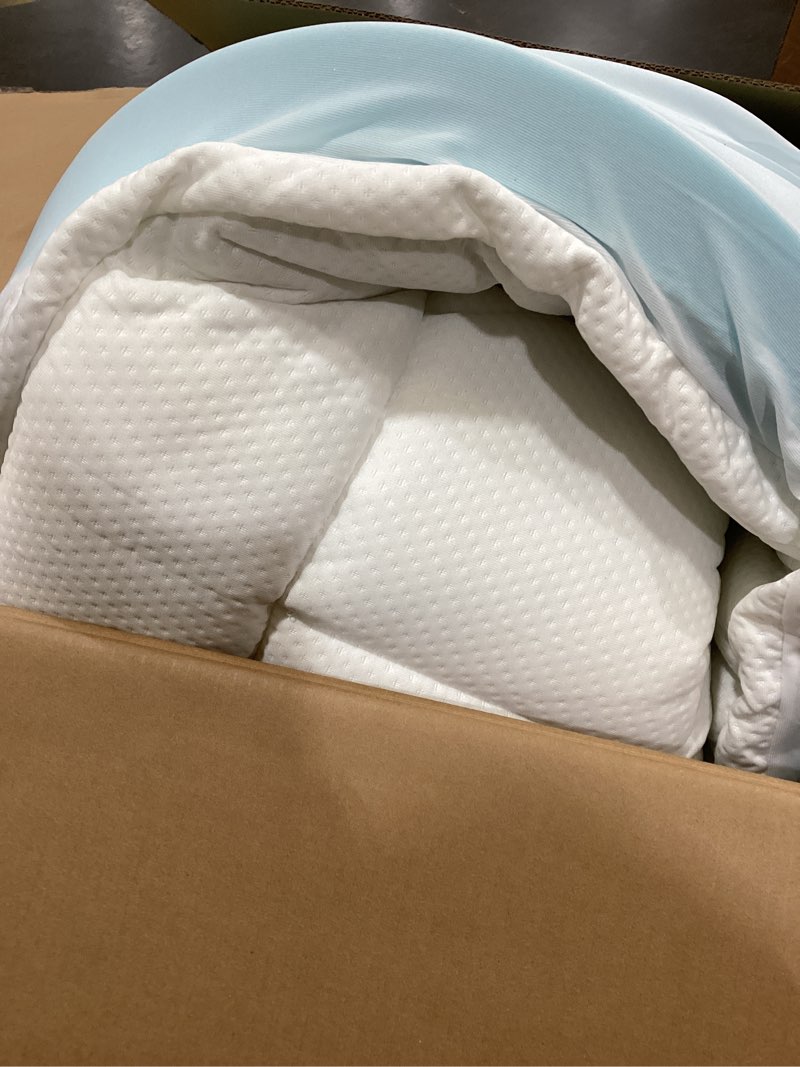 Condition photo showing As Is for gel memory foam mattress topper mattress topper blue,queen size with cover