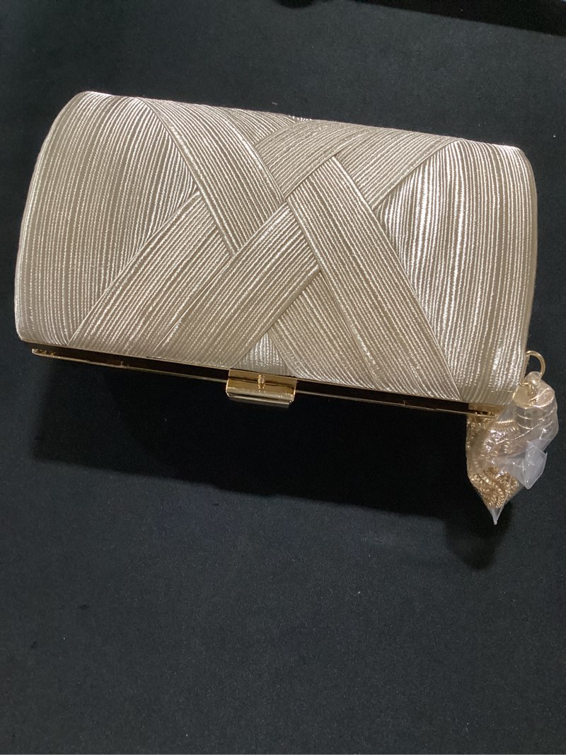 Condition photo showing New/Like New for clutch purses for women formal evening clutch purse shoulder cross body bags for wedding party handbag with tassel champagne gold
