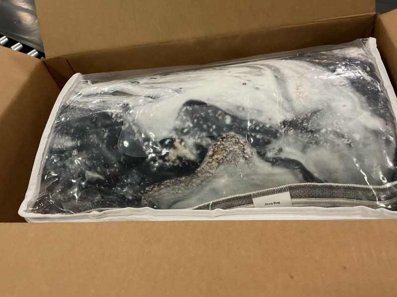 Condition photo showing Good Condition for Washable Area Rug 8x10 - Artistic Style Modern Rug for Living Room Bedroom Dining Room, Soft Low Pile Machine Washable Carpet, Non Slip Non Shedding Area Rug - Black/Gold, 8'x10' Black/Gold 8' x 10' (Rectangular)