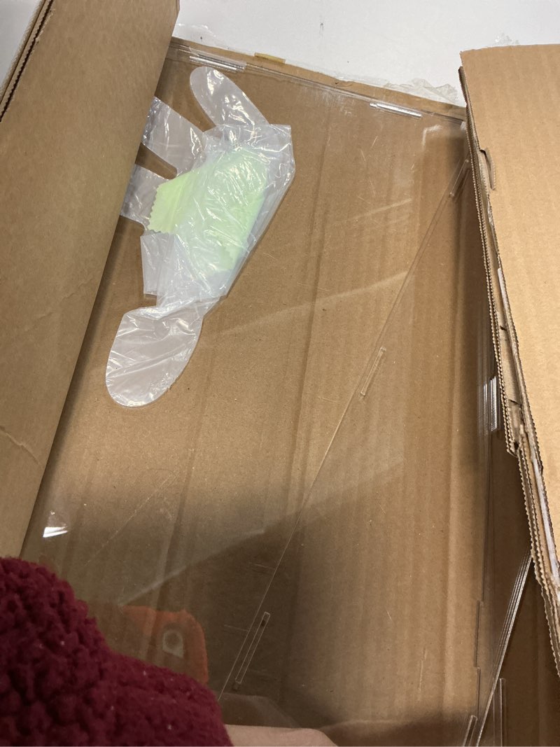 Condition photo showing As Is for Clear Acrylic Display Case,Display Box Stand with White Base,with Door, Dustproof Protection Showcase for Collectibles Memorabilia Figurines ,12 Size Options(8x4x4inch; 20x10x10cm) 8 x 4 x 4 inch