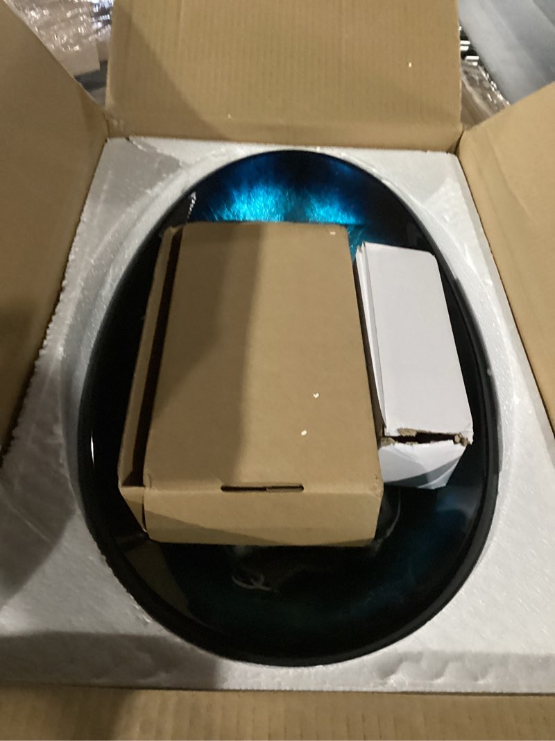 Condition photo showing New/Like New for bathroom boat shape artistic glass vessel sink free black faucet and pop-up drain set, blue