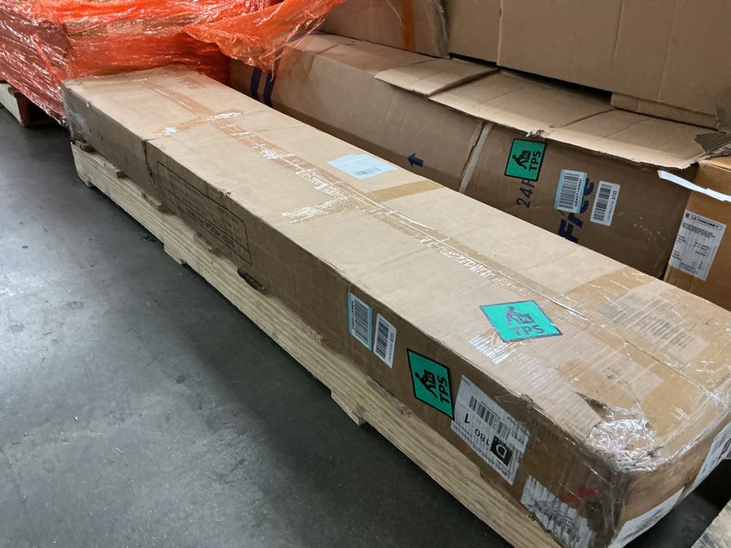 Condition photo showing As Is for LITTLE TREE 63 Inches Long Console Table, 2-Tier Farmhouse Sofa Table Behind Couch, Large Narrow Entryway Table for Living Room, Wooden Hallway Foyer Table with Heavy Duty Base, Rustic Brown and Grey