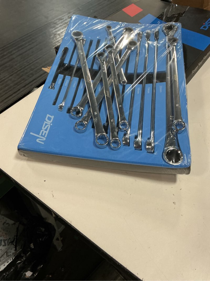 Condition photo showing New/Like New for disen 12 + 1 pcs extra long ratchet wrench set, metric 8-22mm double box end ratcheting wrench set with a magnetic pickup tool, secret santa gifts for men, stocking fillers for men christmas birthday