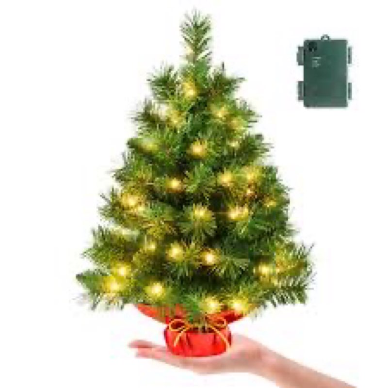 similar HomeKaren Prelighted Mini Christmas Tree 2 Ft with 70 LED Warm & Multi-Color Light, Artificial Small