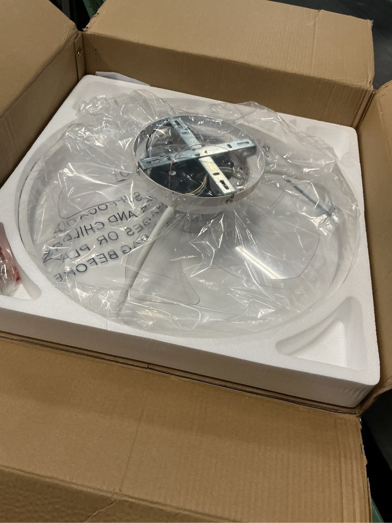 Condition photo showing Good Condition for volisun low profile ceiling fans with light and remote,19.7in modern bladeless ceiling fan with lights,3000k-6500k dimmable flush mount led fan light,white fandelier ceiling fans for bedroom white 19.7 inch