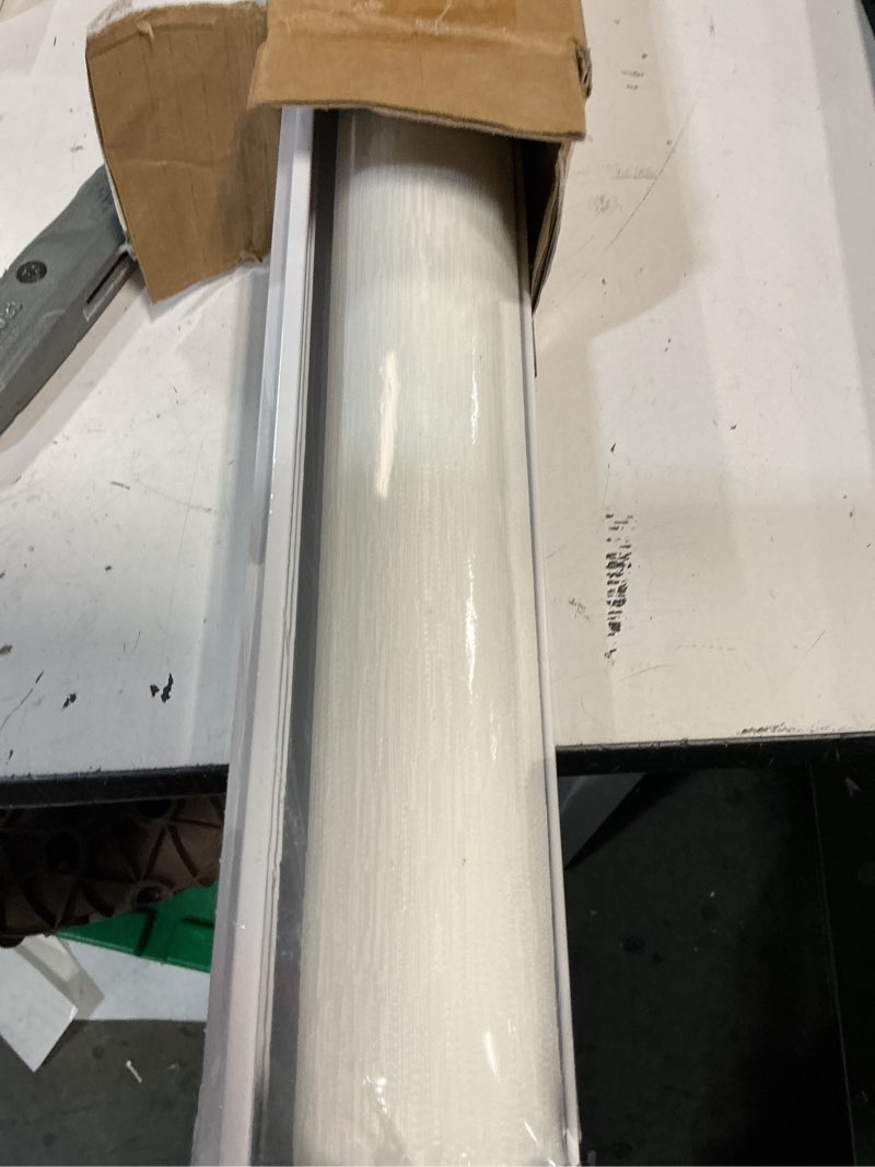 Condition photo showing New/Like New for 30" w x 72" h cordless light filtering roller shade for windows, free stop windows shades, thermal insulated linen-style blinds for home and office, modern window blind color-matched (white) 30"w x 72"h white
