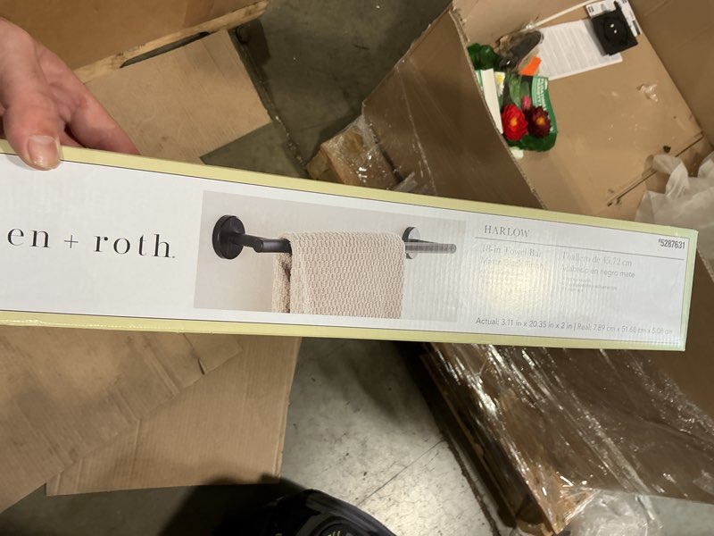 Condition photo showing Good Condition for allen + roth harlow 18-in matte black wall-mount single towel bar