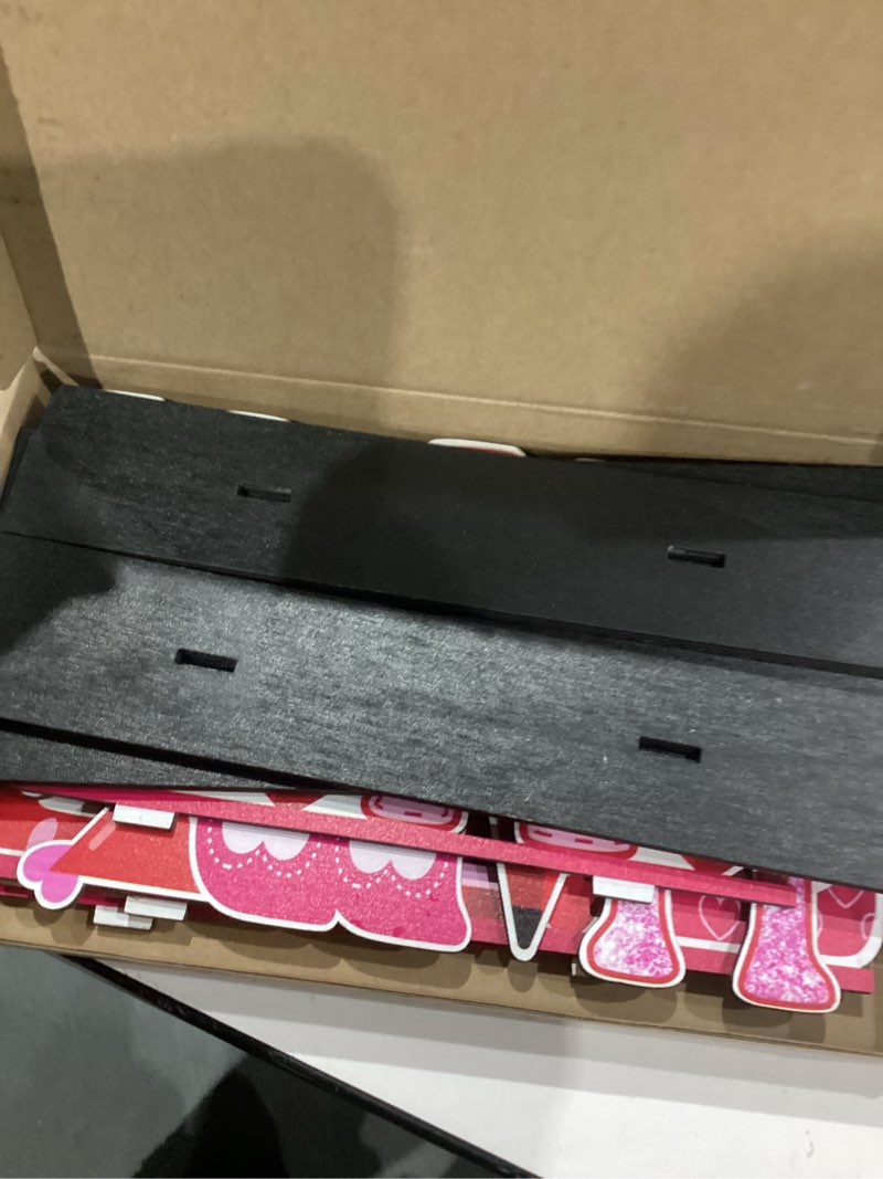 Condition photo showing As Is for Valentines Day Decor Love Tabletop Centerpiece Signs, 4Pcs Valentines Day Deacor Wooden Table Sign, Romantic Valentines Day Decorations for the Home Table Decor Valentines Day Gifts