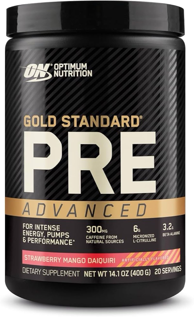 Best by 2026/08/21) Optimum Nutrition Gold Standard Pre Workout Advanced, with Creatine, Beta-Alanine, Micronized L-Citr