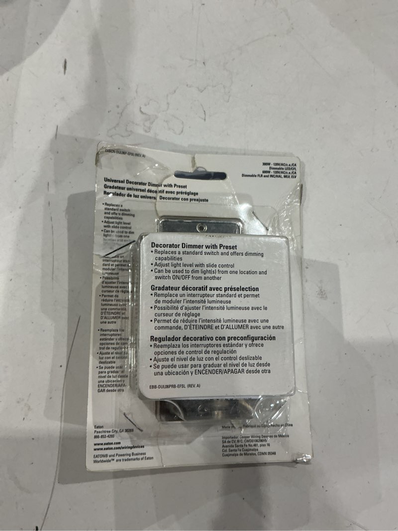 Condition photo showing As Is for eaton universal single-pole/3-way led decorator light dimmer, oil rubbed bronze