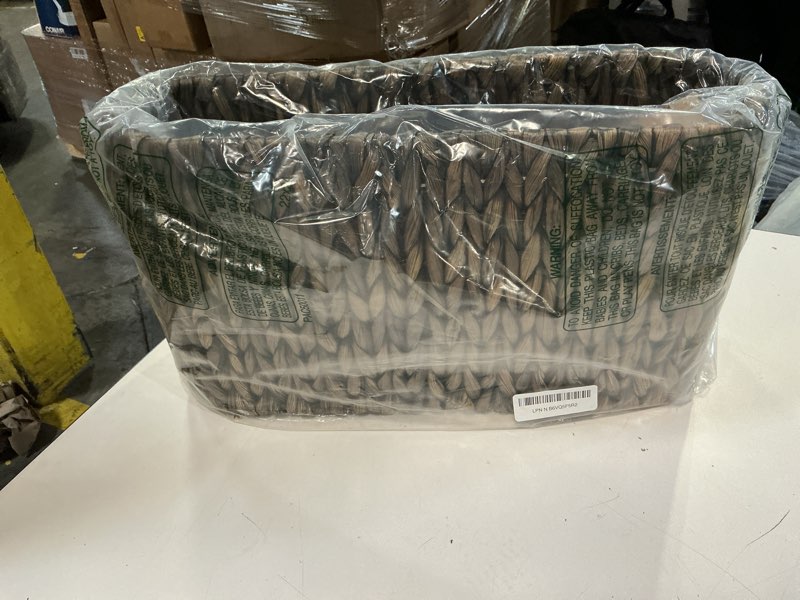 Condition photo showing New/Like New for black toilet paper storage basket black hyacinth 6 mega rolls