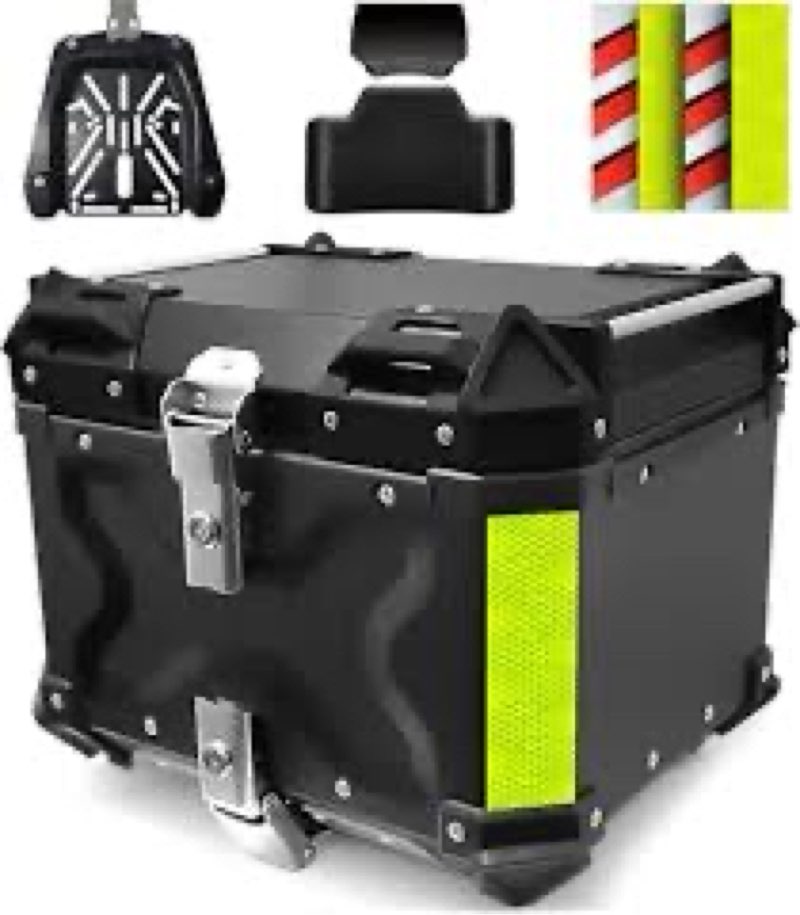 VOKKA Motorcycle Top Case, 45L Aluminum Alloy Motorcycle Trunk, Waterproof, Dustproof and Anti-Theft