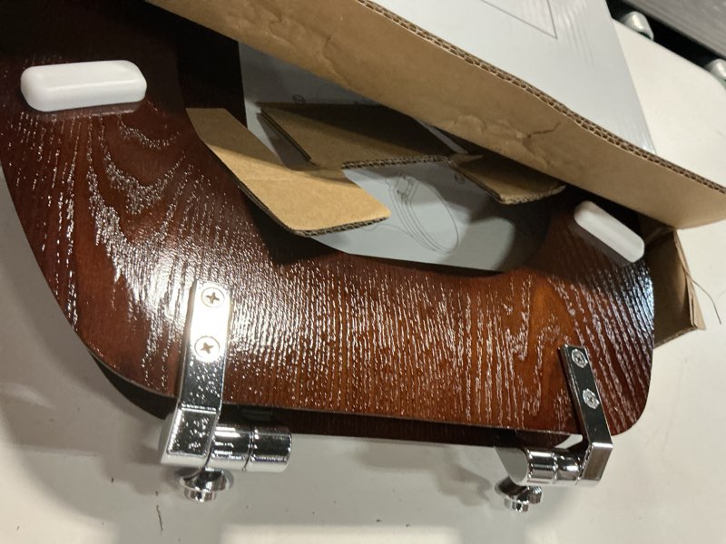 Condition photo showing Good Condition for angel shield durable wood veneer natural toilet seat metal hinged easy clean anti-scratch american standard(elongated,dark walnut) black wood elongated-18.5”