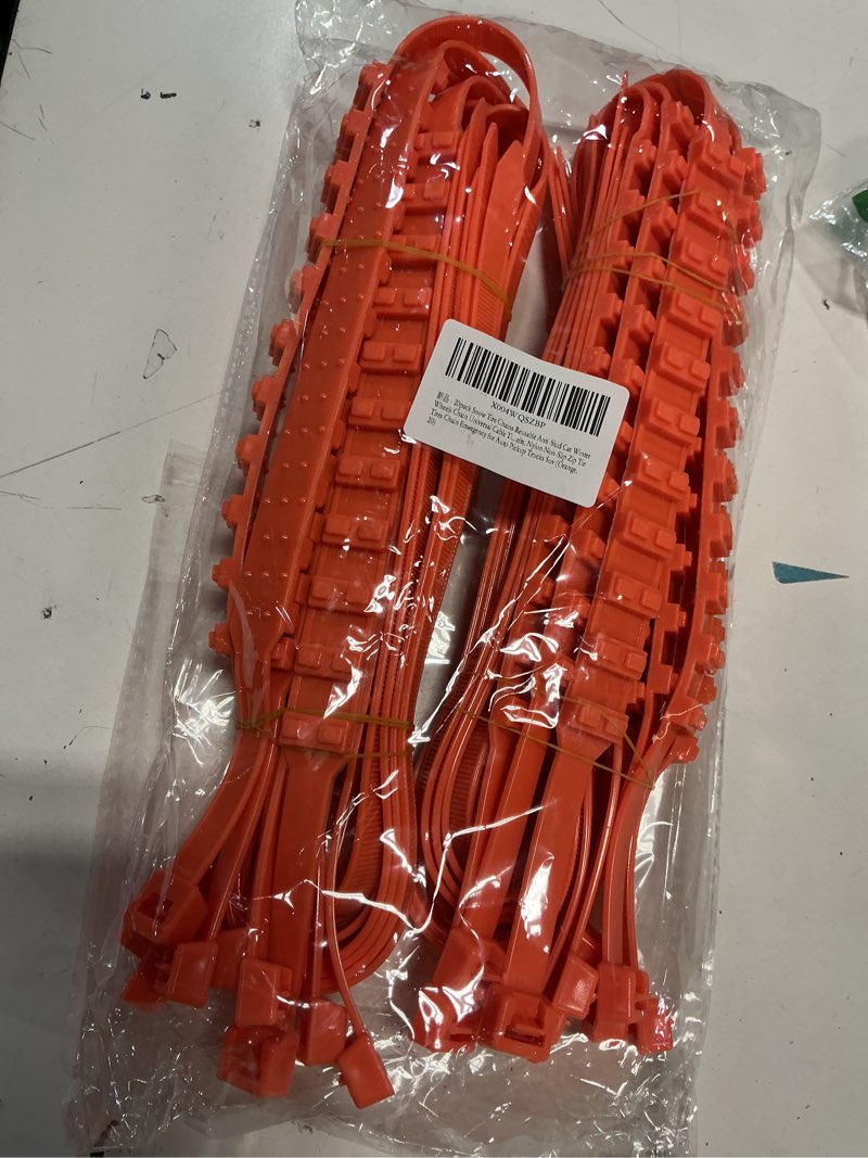 Condition photo showing New/Like New for 20pack snow tire chains reusable anti-skid car winter wheels chain universal cable tire belts, orange non-slip zip tie tires chain emergency for auto pickup trucks suv