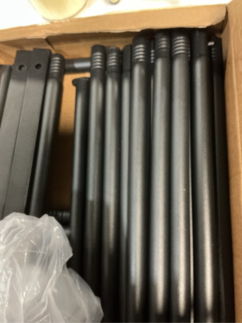 Condition photo showing Good Condition for Double Rods Clothes Rack, Rolling Clothing Rack for Hanging Clothes Portable Wardrobe Rack, Metal Garment Rack Sturdy Coat Rack for Bedroom Laundry Living Room, Black Black Double Rod