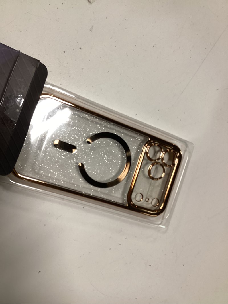 Condition photo showing New/Like New for Glitter for iPhone 17 Pro Max Case with Eye-catching Integrated Lens Protection, [Seamless Work with Magsafe] [Sparkly Bling Back Panel] Cute Women Girly Case for iPhone 17 Pro Max Desert Titanium