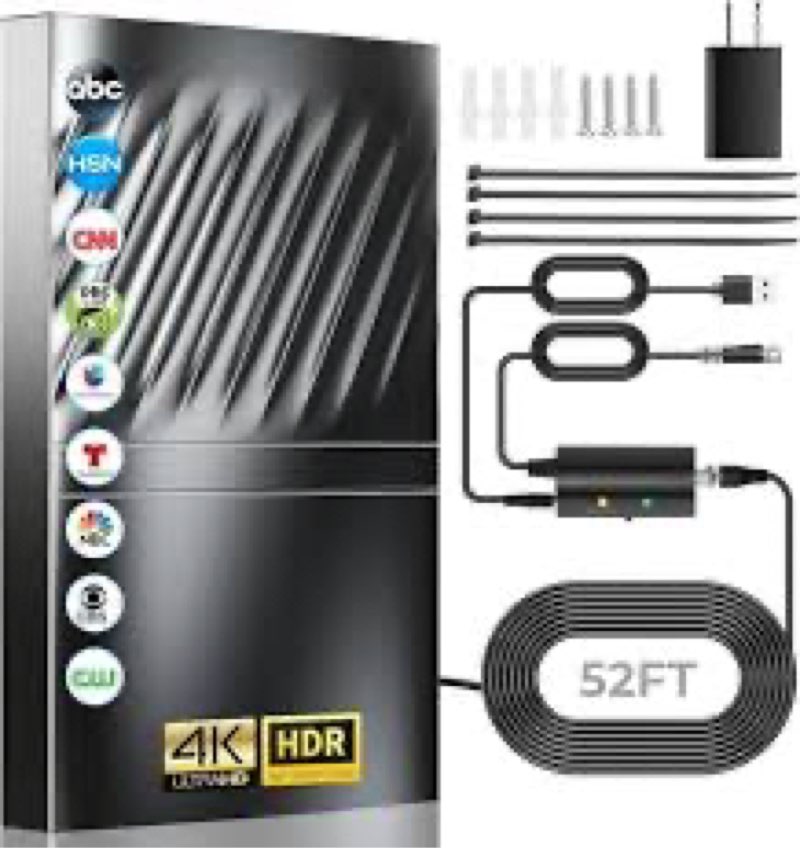 3500+ Miles TV Antenna,2025 Strongest Digital Antenna for Smart/Old TVs Indoor Outdoor,360° Long Ran 