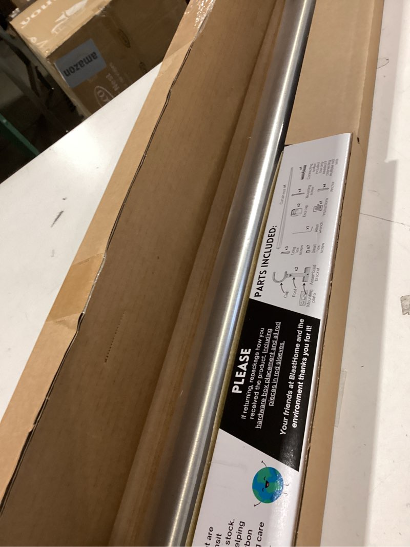 Condition photo showing Good Condition for BlastHome® Non-Adjustable Luxury Curtain Rods for Windows, 1 ¼” Rod Set, 3 1/2 foot Fixed Length, Brushed Nickel Single Rod Brushed Nickel 3 1/2 foot