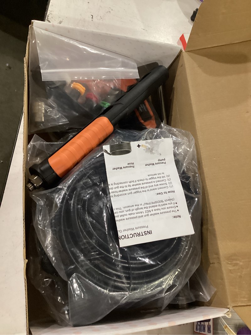 Condition photo showing Good Condition for fixfans pressure washer gun and hose kit, 50 ft high power washer hose with replacement wand extension, 5 nozzle tips, m22 fitting