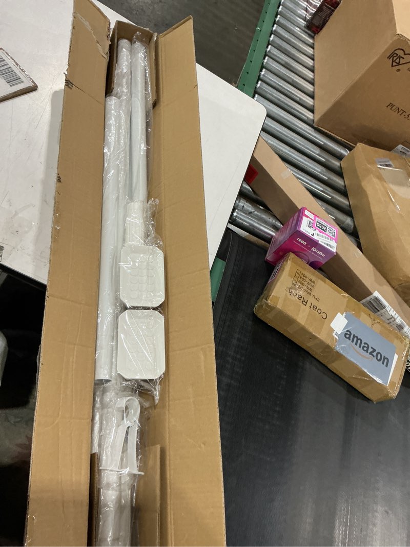 Condition photo showing New/Like New for 41 to 185 inch tension curtain rod no drill black shower curtain rod extra long heavy duty tension rod for windows, patio, bathroom - renter friendly adjustable curtain rods 41-185inch black