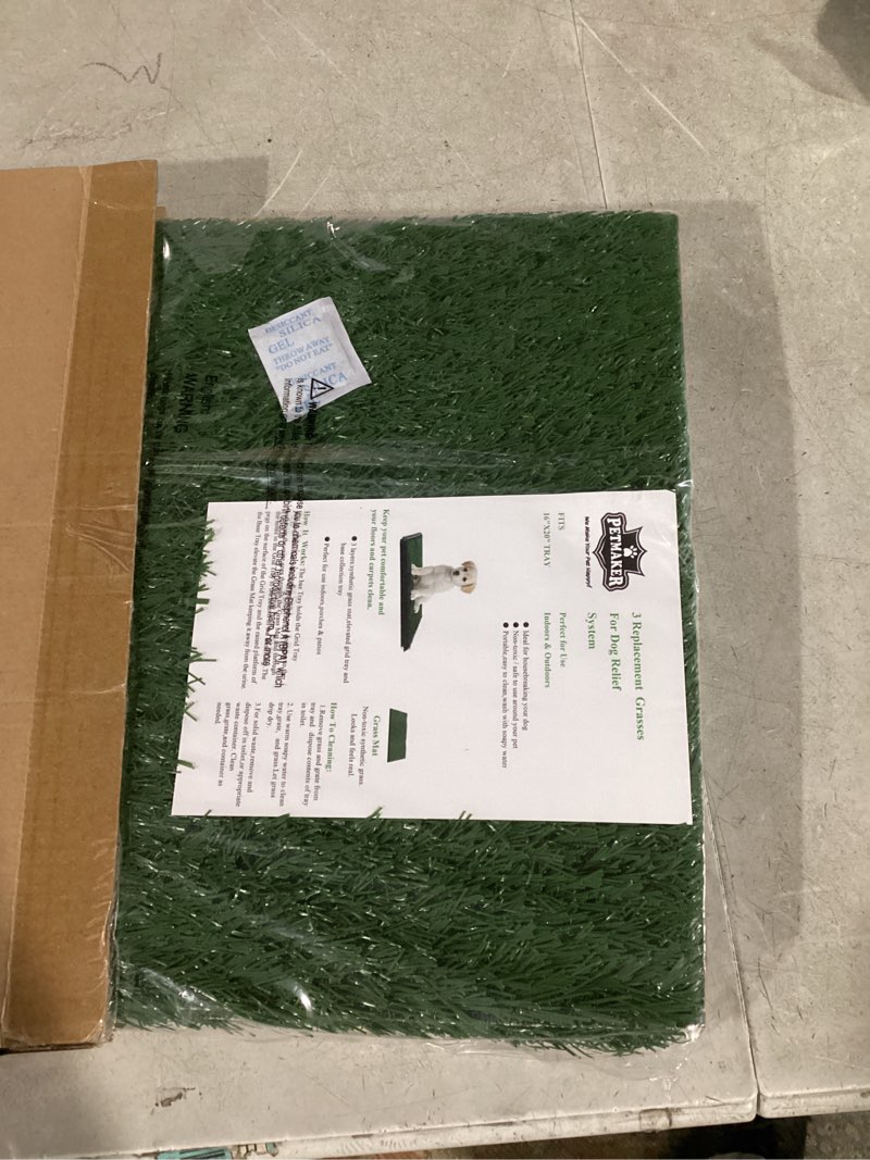 Condition photo showing Good Condition for artificial grass puppy pee pad for dogs and small pets - set of three 18.25x14.25 inch, reusable 3-layer turf pads for dogs - indoor and outdoor fake grass potty pet supplies by petmaker small 3-layer replacement pads