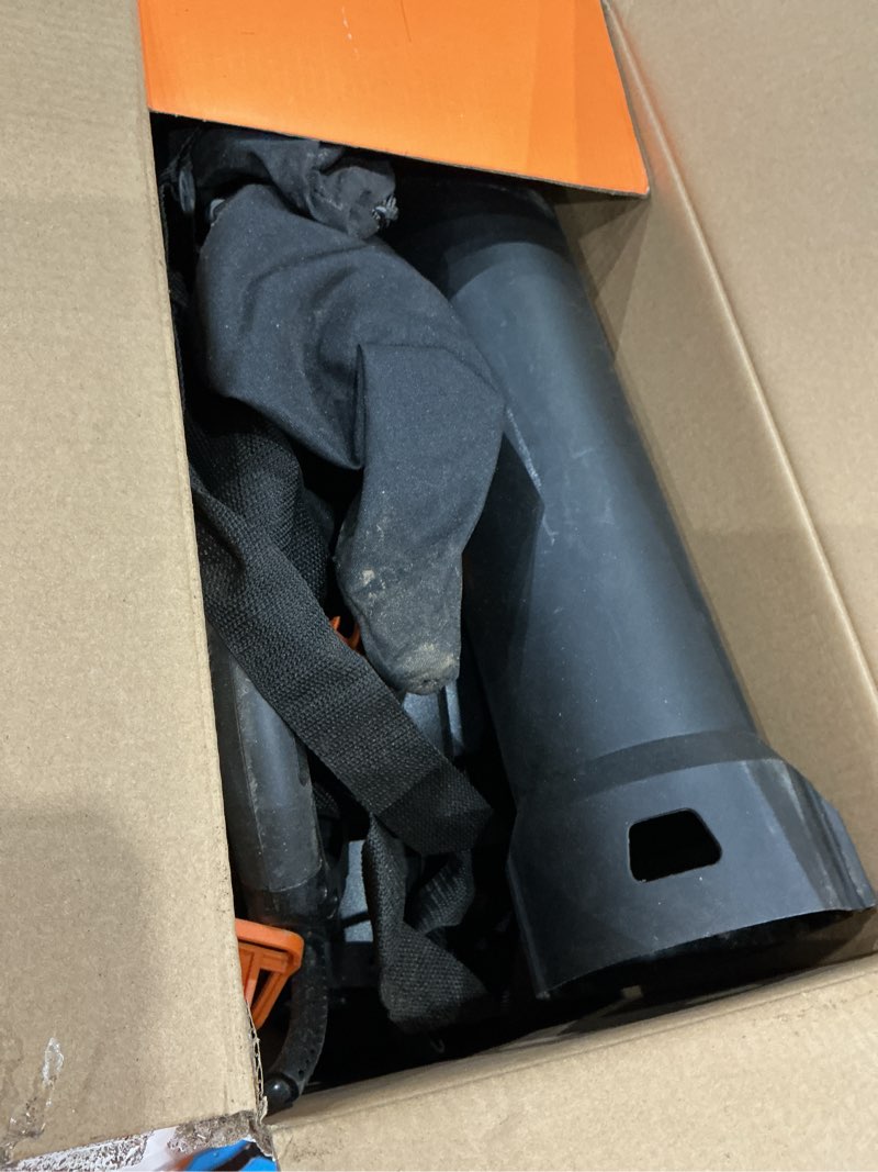 Condition photo showing As Is for worx 12 amp trivac 3-in-1 electric leaf blower/mulcher/yard vacuum - wg512