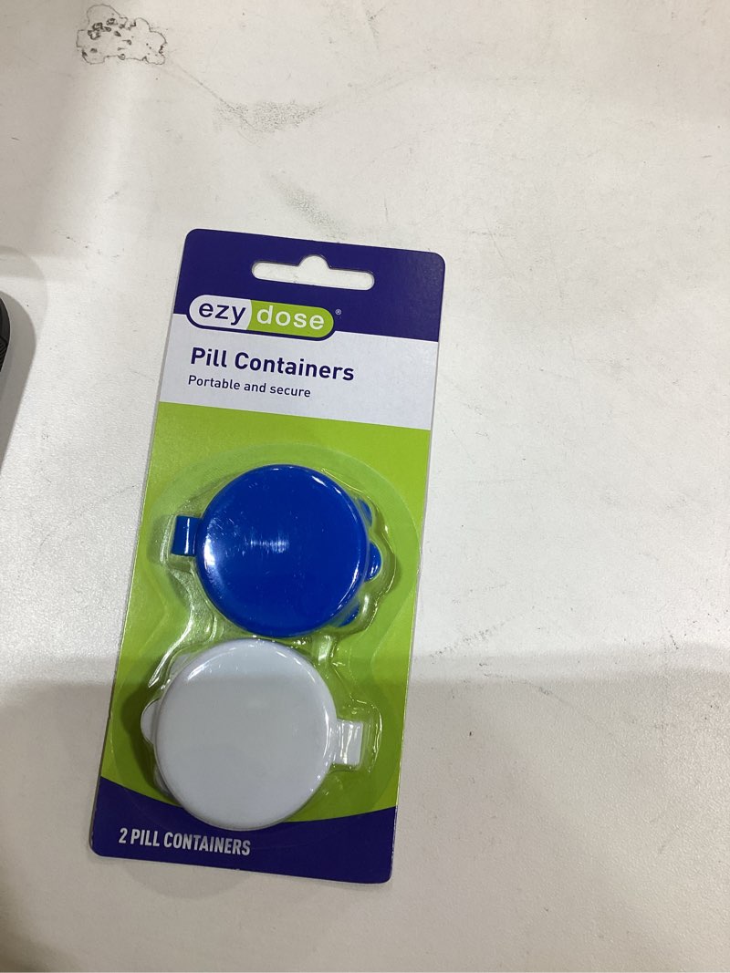 Condition photo showing New/Like New for EZY DOSE Daily Round Pocket Pharmacy, Portable On-The-Go, Pill Box, Organizer and Vitamin Containers, Snap Shut Lids, Perfect For Traveling, Colors May Vary, 2 Pack, BPA Free Color May Vary 2-Pack