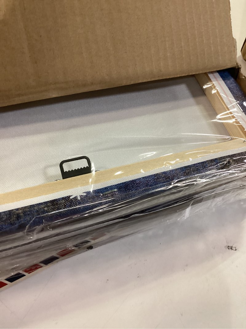 Condition photo showing Good Condition for KLVOS Nautical Canvas Wall Art Navy Blue Boat Anchor Paintings Helm Drawing Compass Lighthouse Rustic Style Beach Home Decor Ready to Hang for Bathroom Living Room 12x12 Inchx4 Panels