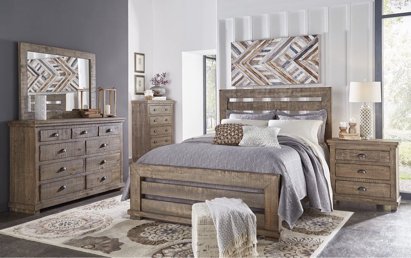 *incomplete,side rails only* Progressive Furniture Willow Queen Slat Bed in Weathered Gray