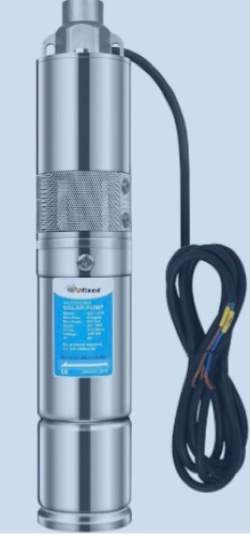 Solar Well Pump With MPPT Controller 5.7GPM 165Ft Head 3/4" Outlet 3" OD 120W Food-Safe Stainless St