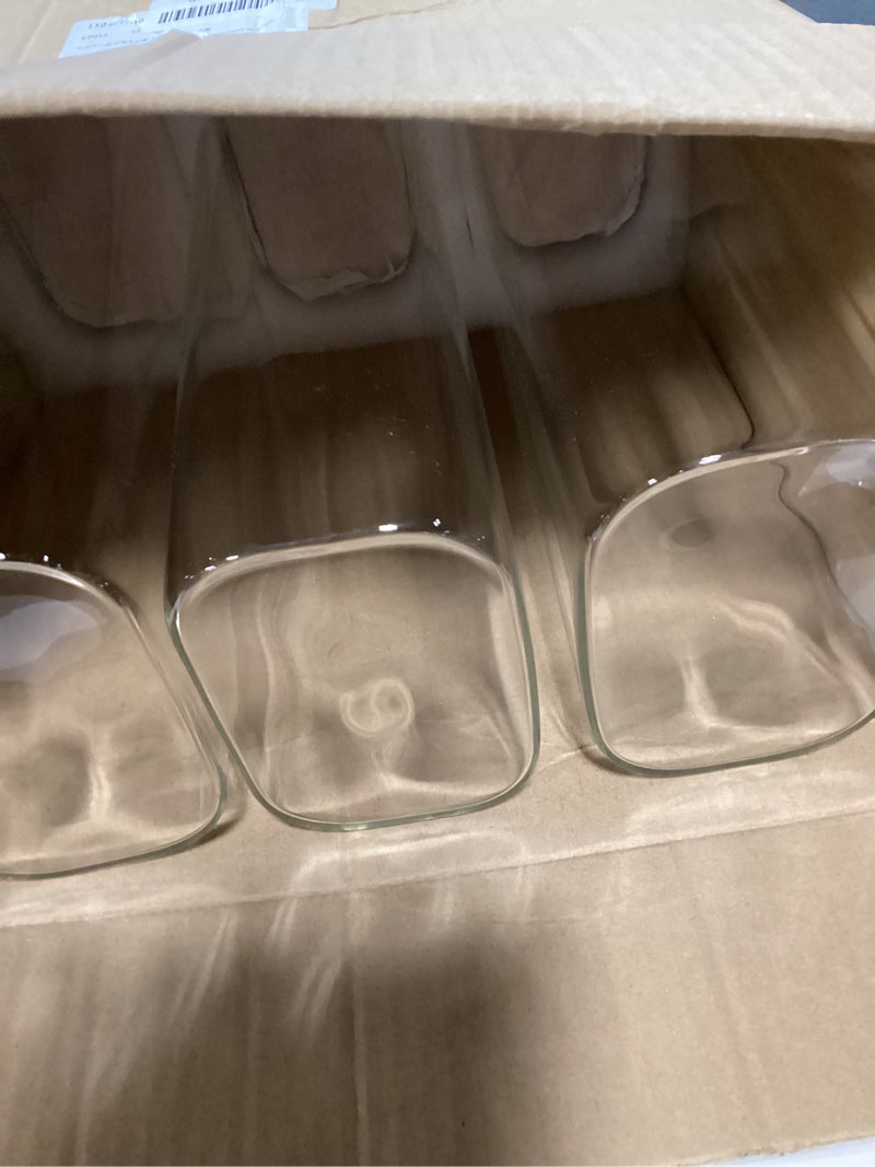 Condition photo showing New/Like New for d2scrma 71oz rectangle airtight glass storage containers with bamboo lids (set of 3), square food storage jar, pantry organizers for sugar, flour, spaghetti and coffee beans (?with black lable) 71oz*3
