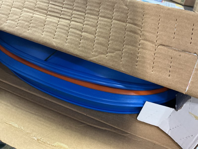 Condition photo showing Good Condition for hot wheels track set with 1:64 scale toy car, 4 intersections for crashing, powered by a motorized booster, criss-cross crash track (amazon exclusive) criss cross crash