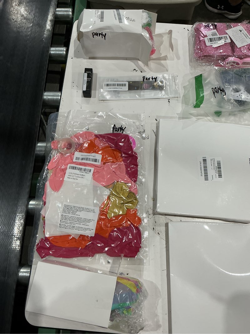 Condition photo showing As Is for assorted celebration/decoration supplies (may include a variety of styles, colors, and themes)