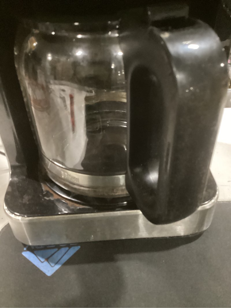 Condition photo showing As Is for braun brewsense 12 cup drip coffee maker - pause & pour mid brew, coffee machine with 24-hour timer & clock, bold & regular strength, 1-4 cup functions, self clean, auto shutoff, stainless steel silver