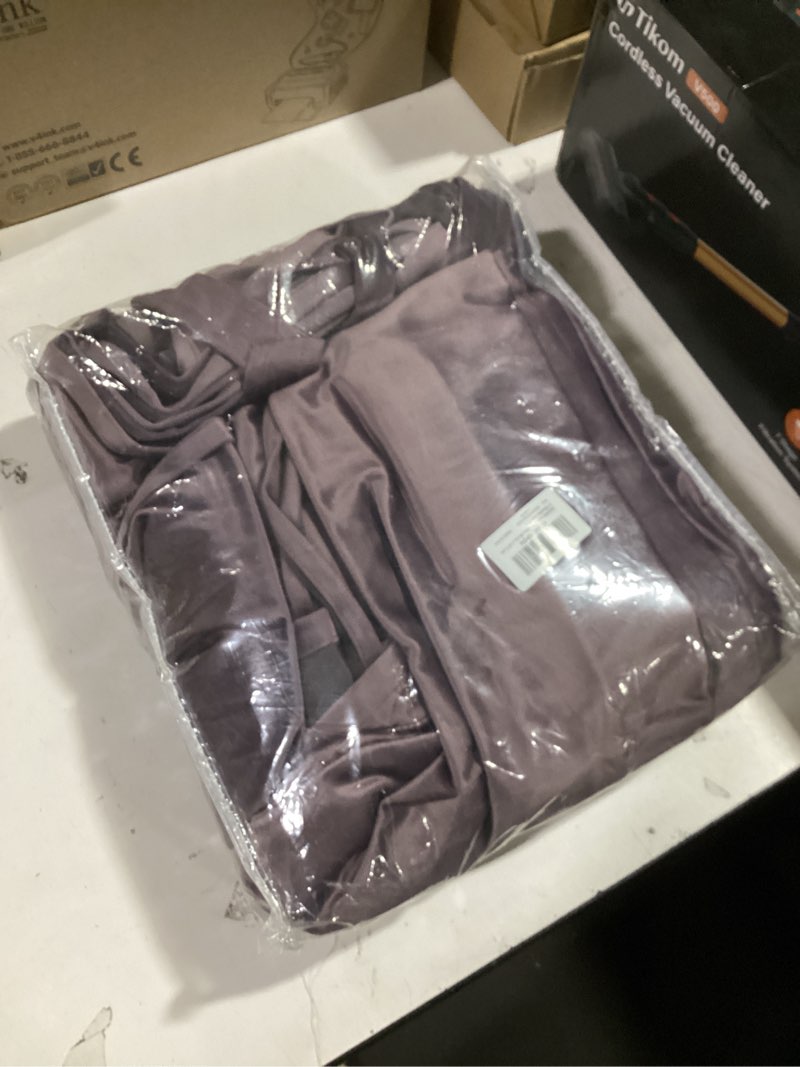 Condition photo showing Good Condition for JIUZHEN Velvet Curtains 96 inches - Room Darkening Thermal Insualted Super Soft Velvet Textured Grommet Drapes for Living Room/Bedroom, 52W x 96L, Set of 2 with Tiebacks, Lavender 52"W x 96"L (Pack of 2) Lavender