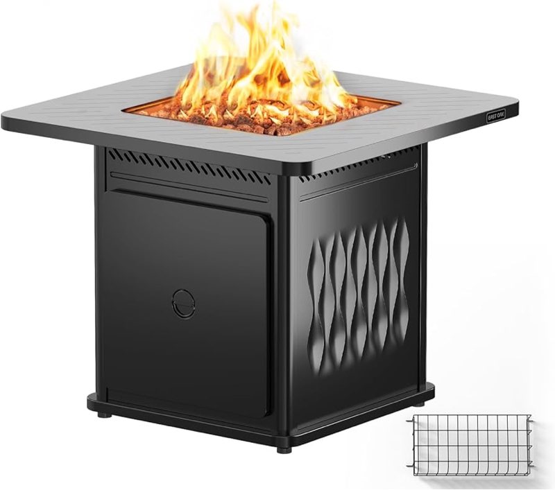 east oak 32'' propane fire pit table, 50,000 btu steel gas fire pit for outdoor, outside patio deck