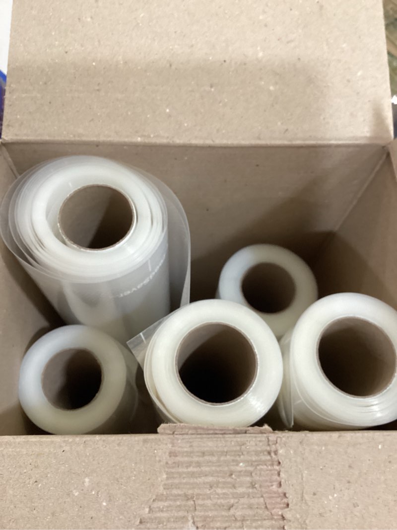 Condition photo showing As Is for foodsaver custom length vacuum sealer bags multipack, 5 count rolls for airtight food storage and sous vide - compatible with foodsaver, 8 (2 pack) and 11 (3 pack) both sizes (5-pack)